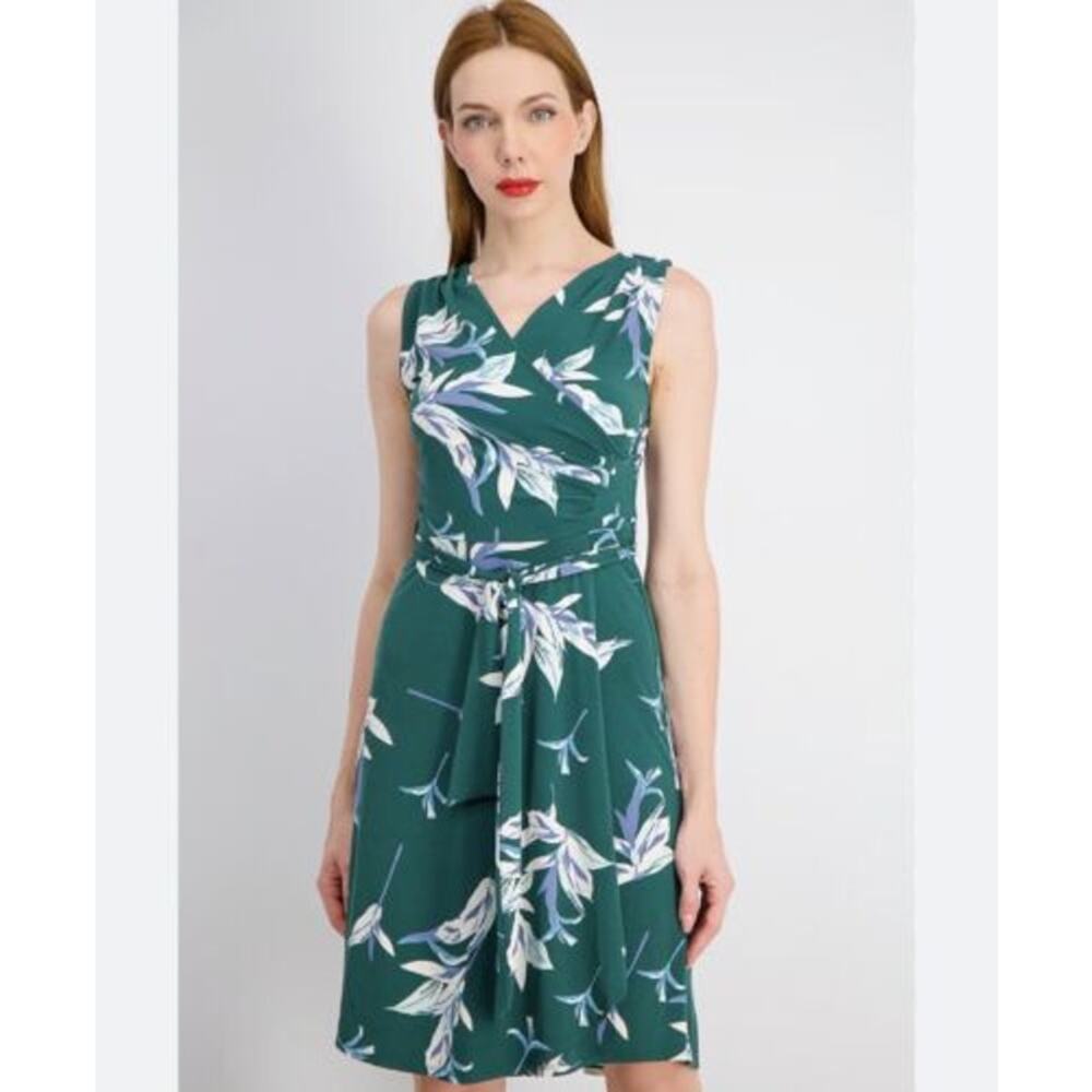 41 Hawthorn Women Printed Sleeveless Dress, Green Combo S